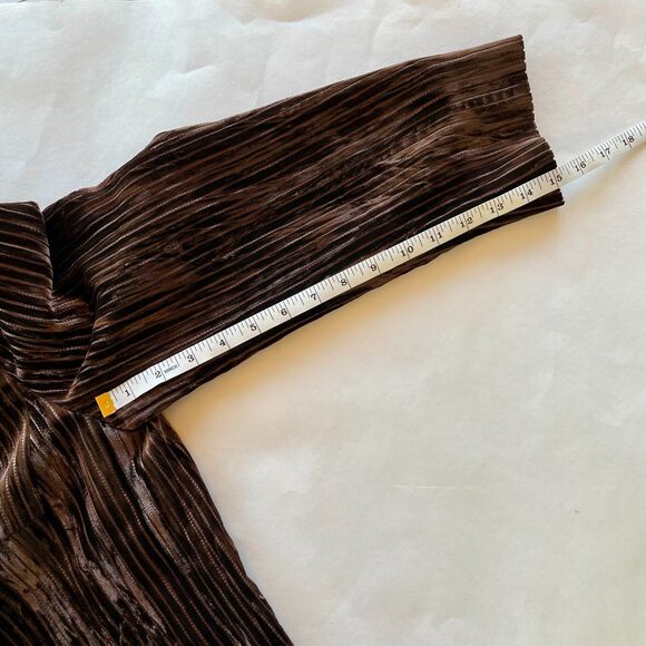 Akris Women's Brown Crushed Velvet Ribbed Pinstripe Single Breasted Blazer Sz 14 - Picture 14 of 14